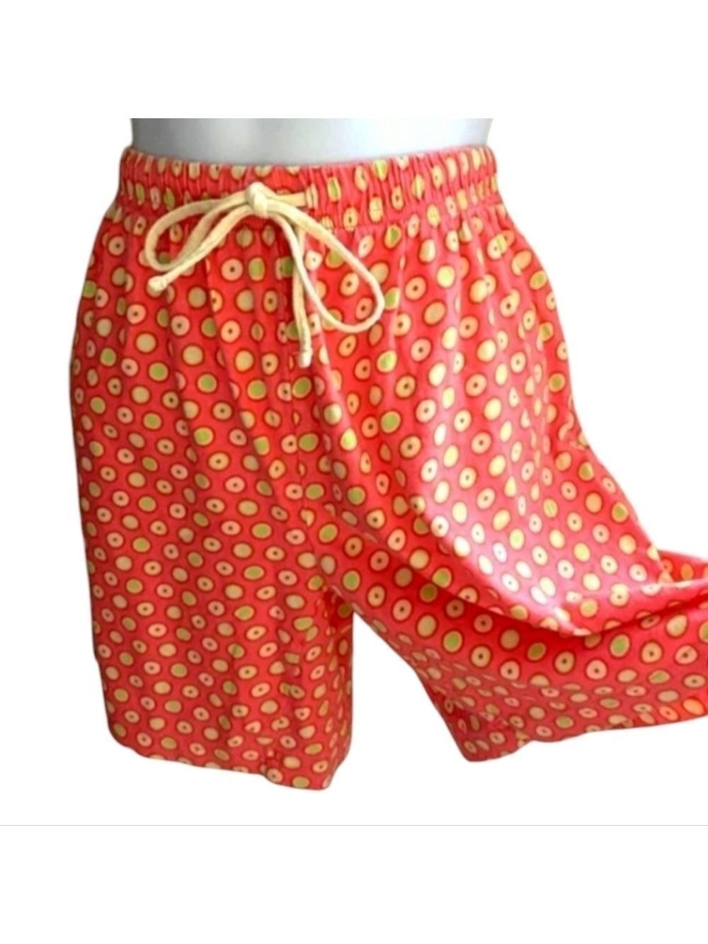JOCKEY Orange Polka Dot Tie Waist Shorts Size Small